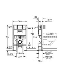 Grohe Rapid SL Gömme rezervuar - 0.82 m montaj yüksekliği - 38587000 - 2