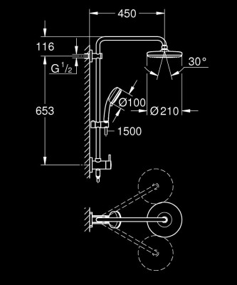 Grohe Retrofit System 210 Duş Sistemi - 26190001 - 2