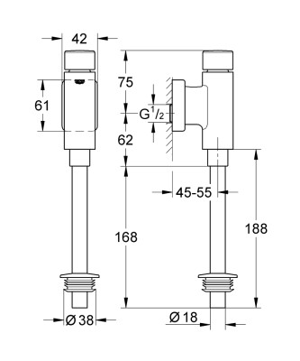 Grohe Rondo Pisuar için Yıkıma Valf - 37339000 - 2