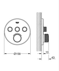 Grohe SmartControl 3 Valfli Akış Kontrollü, Ankastre Termostatik Duş Bataryası Paslanmaz Çelik - 29121DC0 - 2
