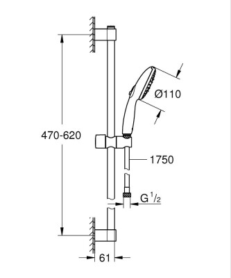 Grohe Tempesta 110 Duş Seti 3 fonksiyonlu (Rain, Jet, Massage) - 26916003 - 2