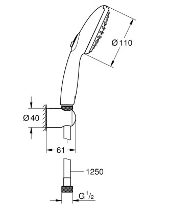 Grohe Tempesta 110 El Duşu 2 fonksiyonlu (Rain, Jet) - 261642433 - 2