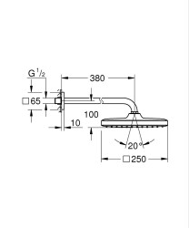 Grohe Tempesta 250 Cube Tepe duşu seti 380 mm - tek akışlı - 26682000 - 2