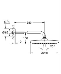 Grohe Tempesta 250 Tepe duşu seti 380 mm, tek akışlı - 26668000 - 2