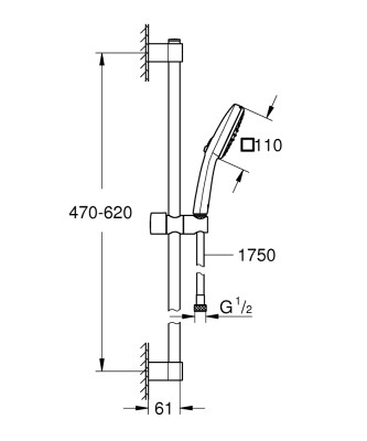 Grohe Tempesta Cube 110 Duş Seti 2 fonksiyonlu (Rain, Jet) - 26904003 - 2