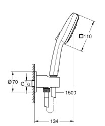 Grohe Tempesta Cube 110 El Duşu Seti 3 fonksiyonlu (Rain, Jet, Massage) - 26910003 - 2