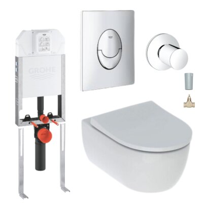 Grohe Uniset İnce Gömme Rezervuar + Kumanda Paneli + Stop Valf + Asma Klozet - 39840000-SET5 - 1