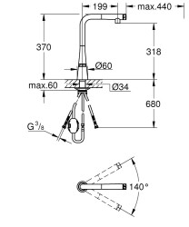 Grohe Zedra Eviye Bataryası - 31593002 - 2