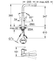 Grohe Zedra Tek kumandalı eviye bataryası - 32553DC2 - 2