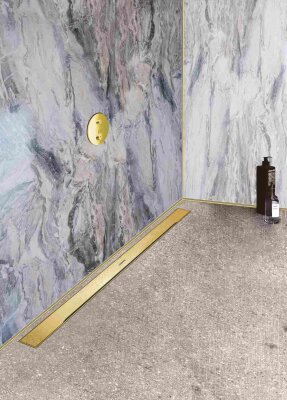 Hüppe Galata A Duş Kanalı 60 cm, Parlak Altın, Yandan Çıkışlı - 47H00210000PA014 - 1