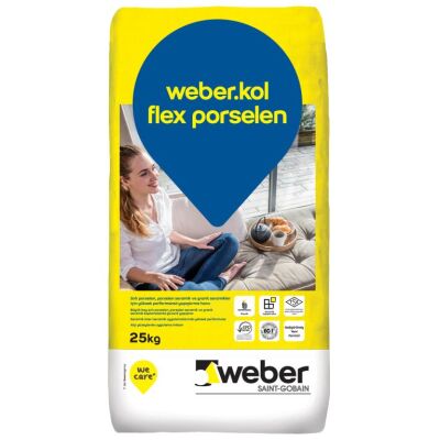 Weber Kol Flex Porselen Beyaz Yapıştırıcı 25kg C2TE - 1